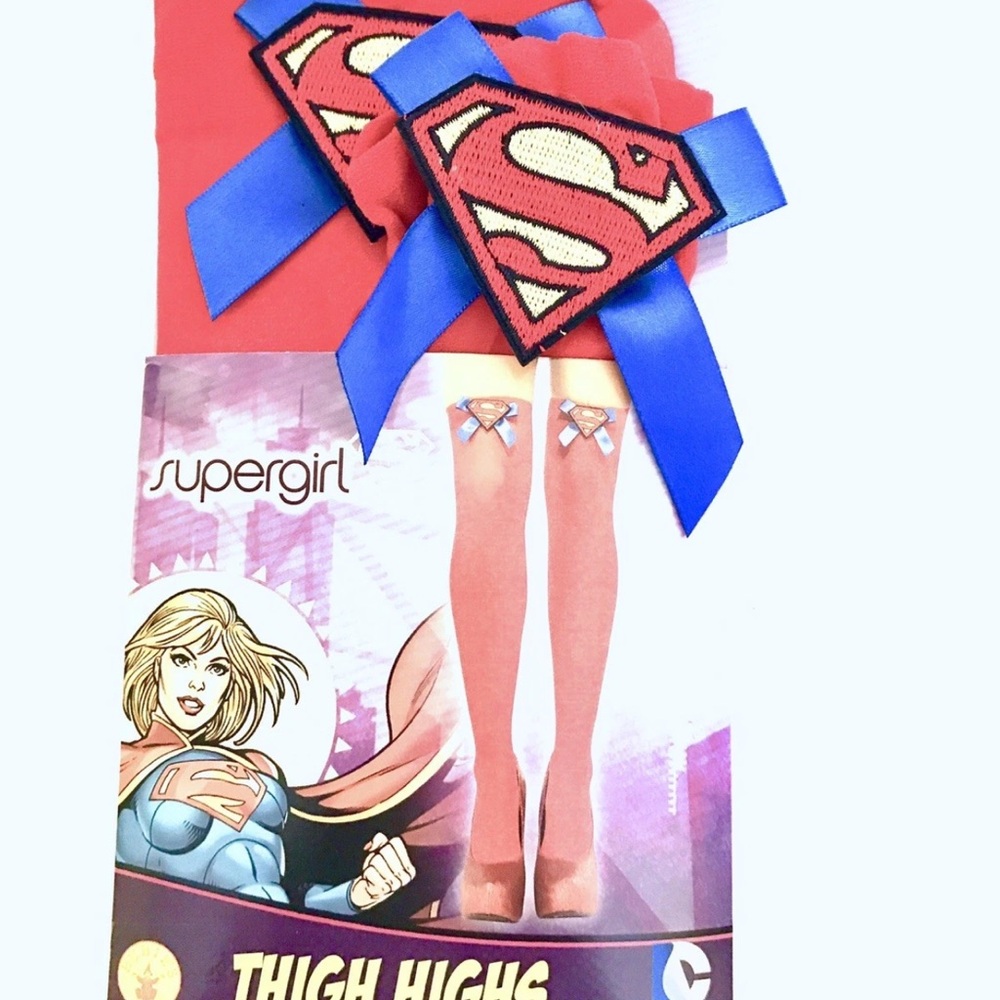 Thigh Highs with Red and Blue Bows